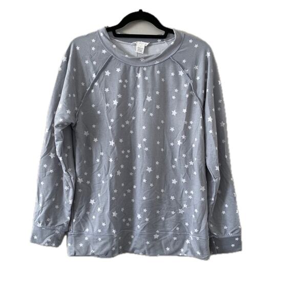 Caslon Lavender Gray with Stars Cozy Print Top Size Large - Picture 5 of 9